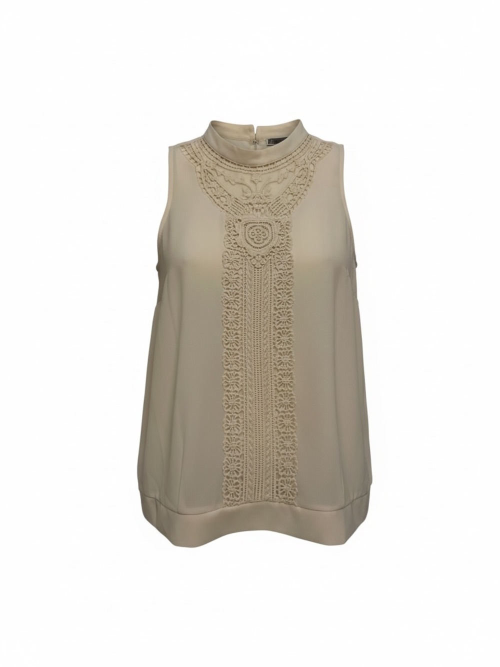 Chelsea28 Cream Crochet-Front Sleeveless Shell Top